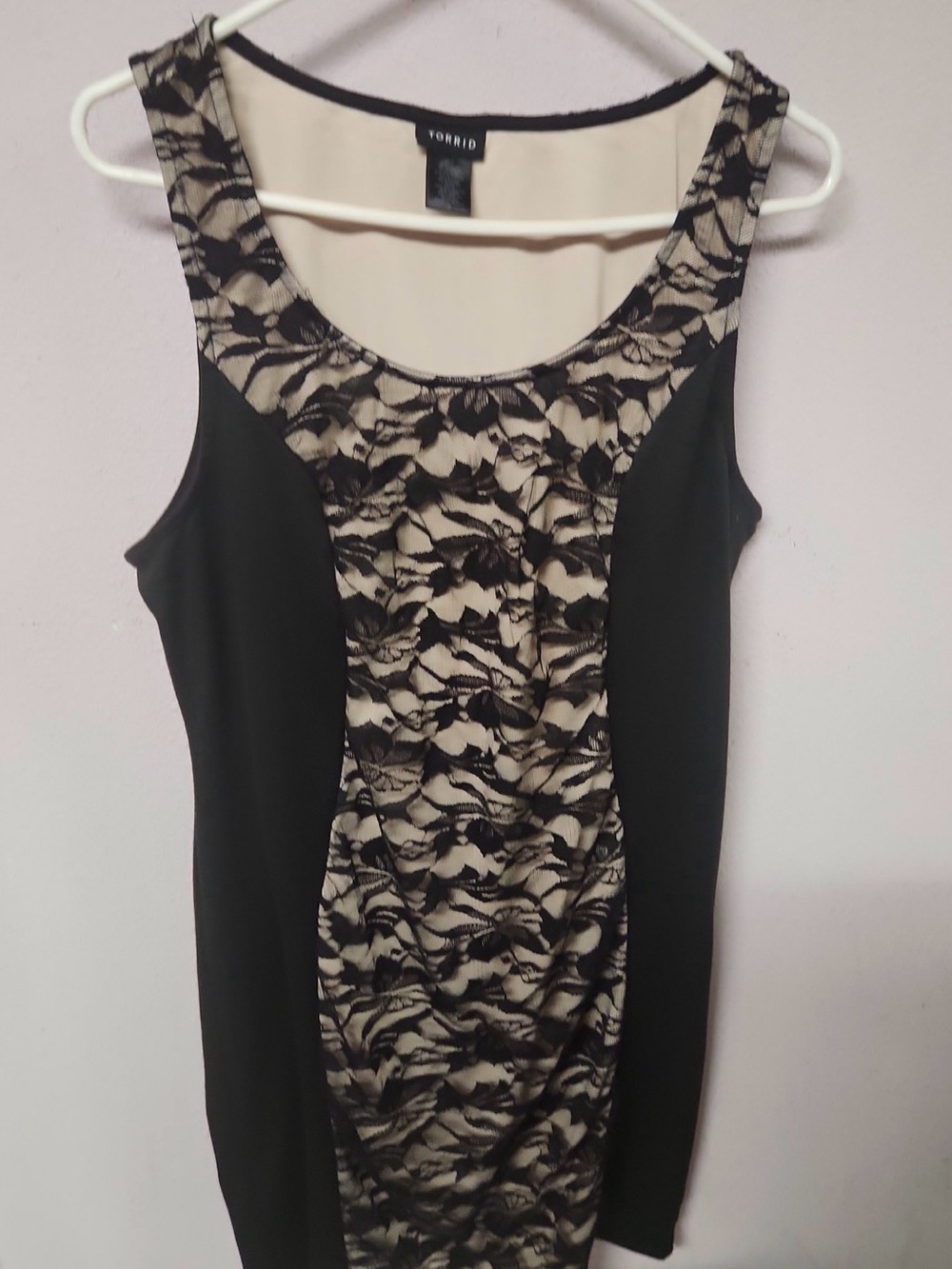 torrid Black and Cream Lace-Overlay Dress